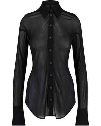 Mugler Semi-transparent Shirt - Black