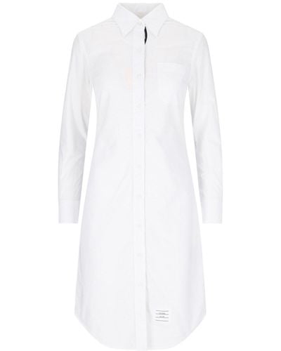Thom Browne Midi Shirt Dress - White