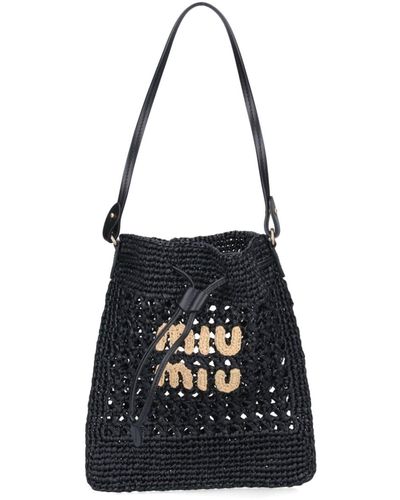 Miu Miu Crochet Bucket Bag - Black