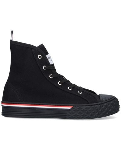 Thom Browne Tricolor Detail High Trainers - Black
