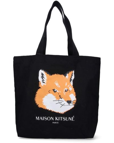 Maison Kitsuné Women's Borsa Tote Con Scritta Black main image 1