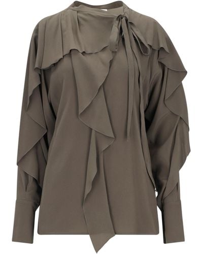 Victoria Beckham 'ruffle Detail' Shirt - Gray