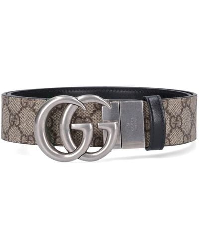 Gucci 'Gg Marmont' Reversible Belt - Grey
