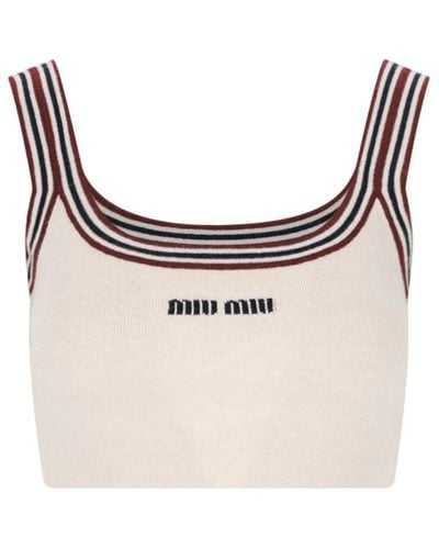 Miu Miu Cashmere Crop Top - White