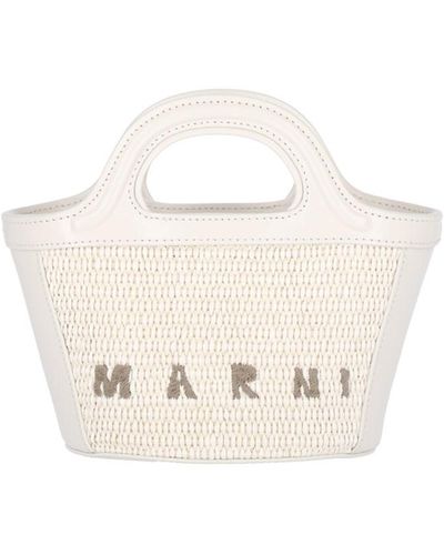 Marni Mini Tote Bag "tropicalia" - White