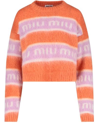 Miu Miu Logo Sweater - Orange