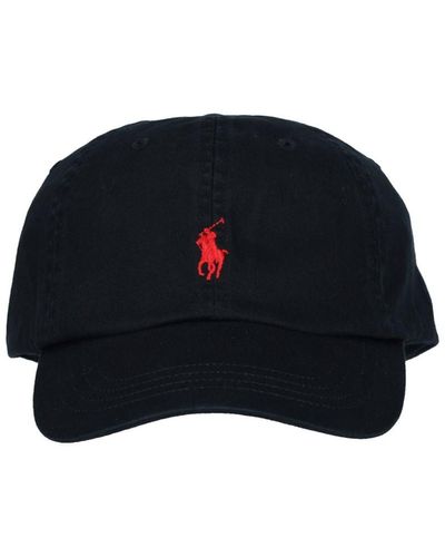 Polo Ralph Lauren Black & Red Cotton Chino Baseball Cap