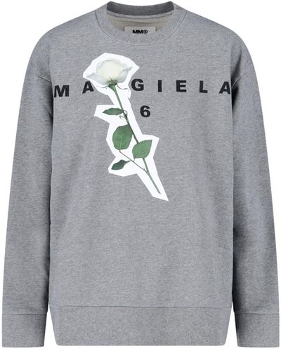 MM6 by Maison Martin Margiela Rose Print Sweatshirt - Gray