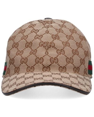 Gucci Monogram-pattern Striped-trim Woven Cap - Brown