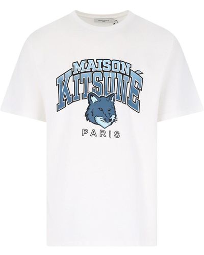 Maison Kitsuné T-Shirt "Campus Fox" - Blu