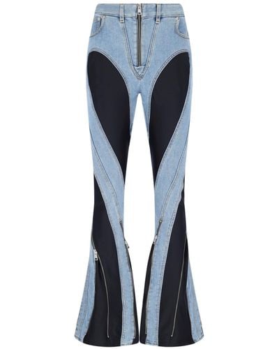 Mugler Stretch Jersey-paneled High-rise Flared Jeans - Blue