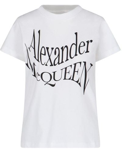 Alexander McQueen Logo print crew neck t-shirts e polos - Bianco