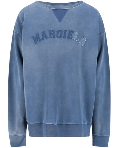 Maison Margiela Logo Crewneck Sweatshirt - Blue