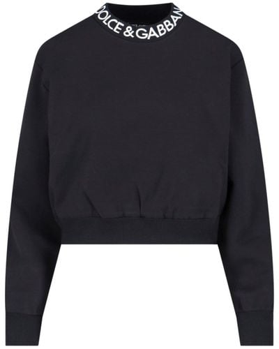 Dolce & Gabbana Cropped Crew Neck Sweatshirt - Blue
