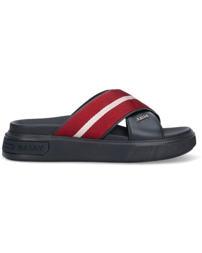 Bally Logo Slide Sandals - Red