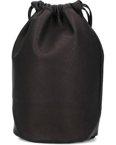 AURALEE Leather Bucket Bag - Black