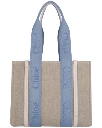 Chloé 'woody' Midi Tote Bag - Blue