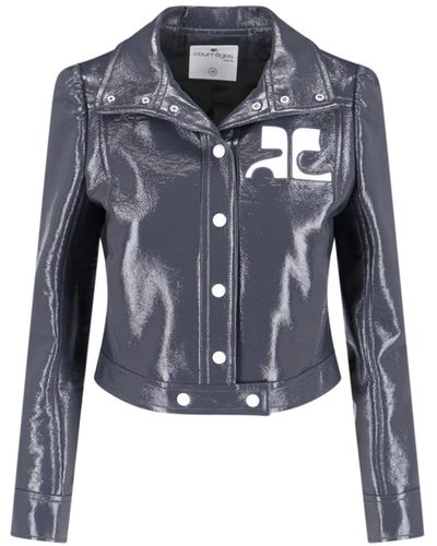 Vinyl trucker jacket di Courreges in Nero