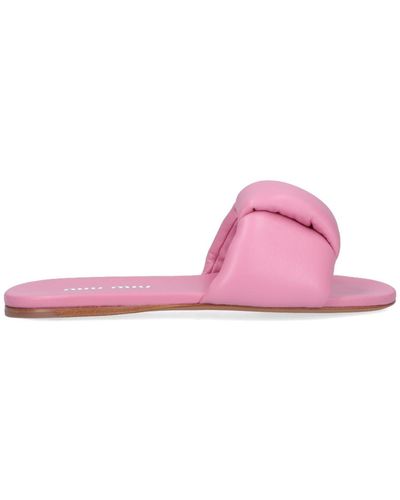 Miu Miu Puffy Leather Slides - Pink