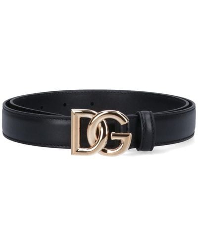 Dolce & Gabbana Dg Leather Belt - Black
