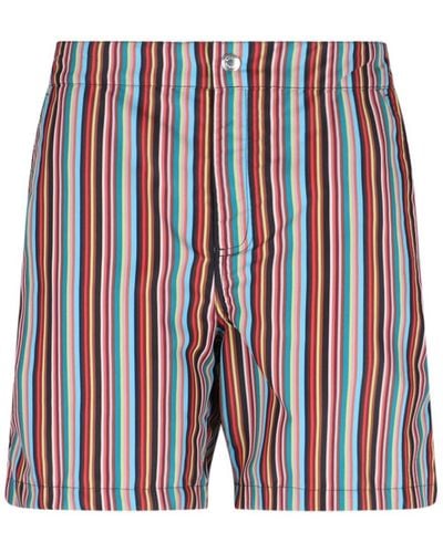 Paul Smith 'signature Stripe' Swim Shorts - Red