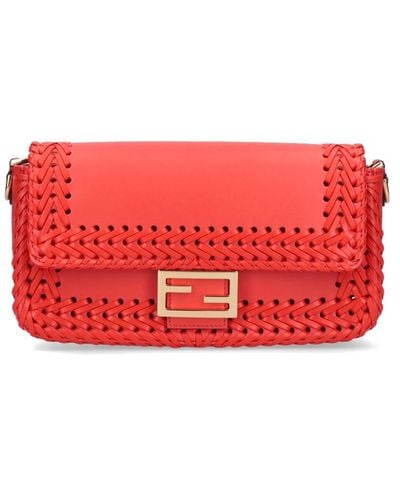 Fendi Braided Pattern 'baguette' Bag - Red