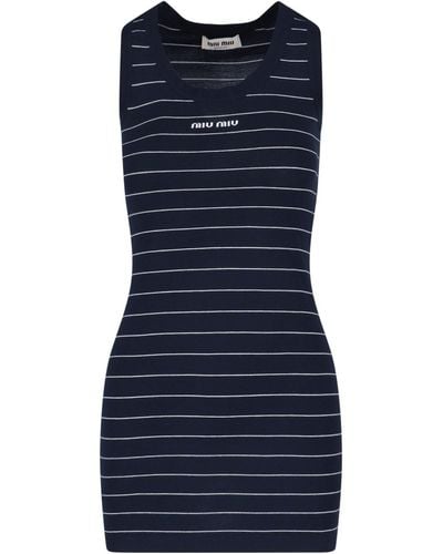 Miu Miu Striped Mini Dress - Blue