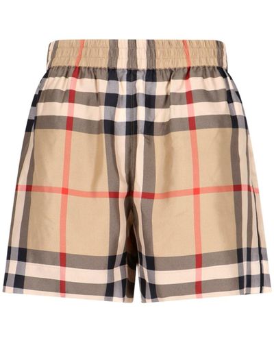 Burberry Pantaloncini In Seta - Neutro