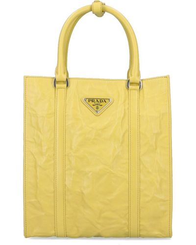 Prada Logo Tote Bag - Yellow