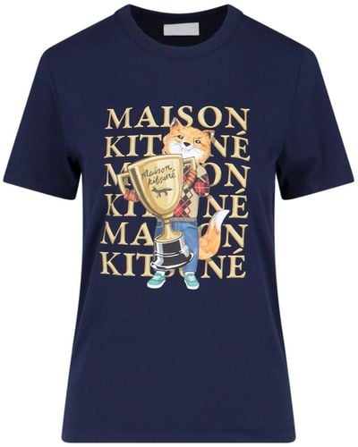 Maison Kitsuné "fox Champion" T-shirt - Blue