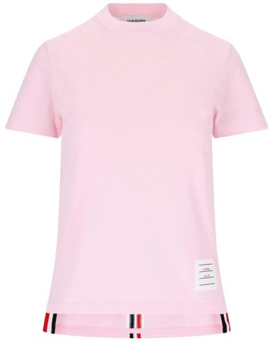 Thom Browne T-Shirt Dettaglio Tricolore Retro - Rosa