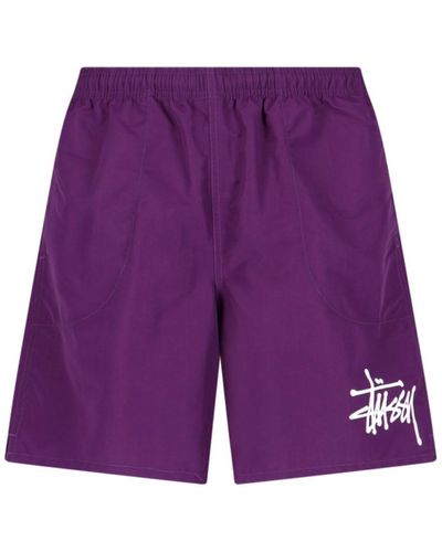 Stussy Big Basic Water Swim Shorts - Purple