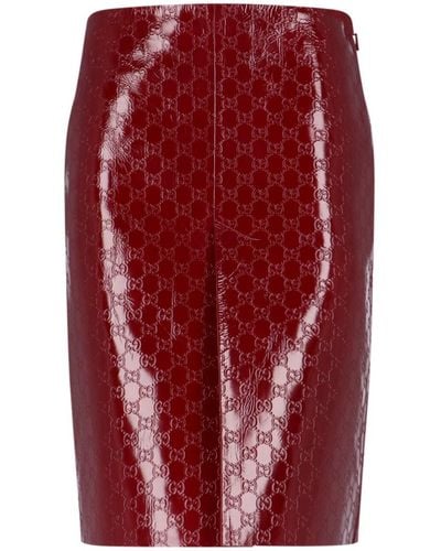 Gucci 'Gg' Midi Skirt - Red