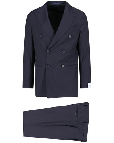 Caruso Double-breasted Suit - Blue