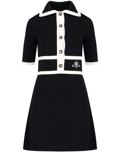 Gucci "Gg Jacquard" Polo Dress - Black