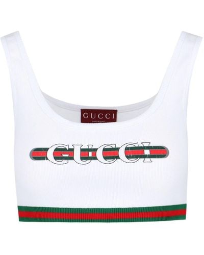 Gucci Logo Crop Top - White