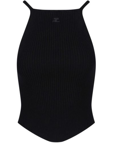 Courreges Ribbed Tank Top - Black