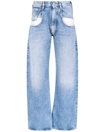 Maison Margiela 5 Pockets Contrast Boyfriend Jeans - Blue