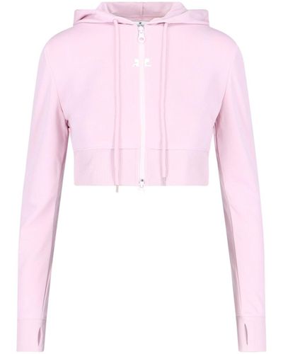 Courreges "interlock" Cropped Sweatshirt - Pink