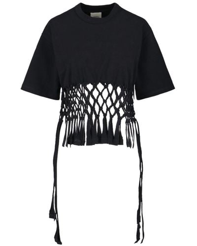 Isabel Marant Fringed Crop T-shirt "texana" - Black