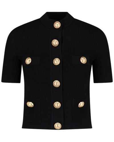 Balmain Gold Buttons Cardigan - Black