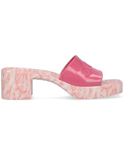 Gucci Logo Slider Sandals - Pink