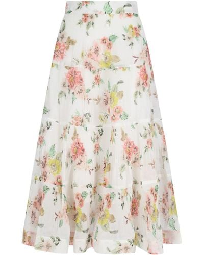 Zimmermann Floral Print Matchmaker Midi Skirt - White