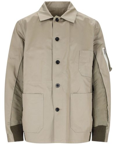 Sacai Nylon Detail Shirt Jacket - Natural