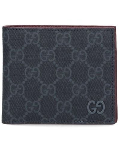 Gucci Bi-fold Wallet With "Gg" Detail - Blue