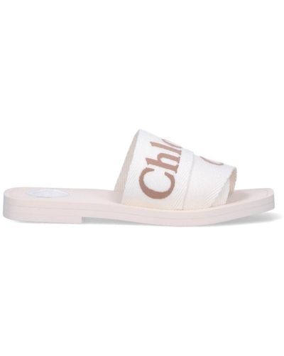 Chloé Sandali Slide "Woody" - Bianco