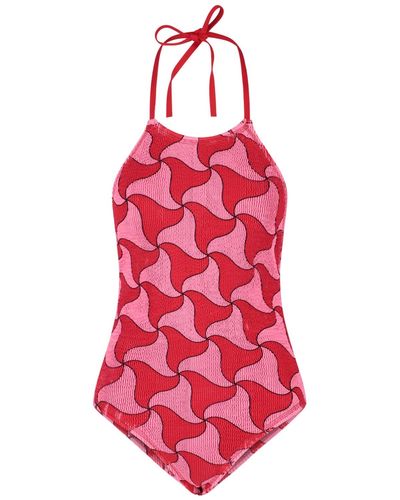 Bottega Veneta Printed One-piece Swimsuit - Red