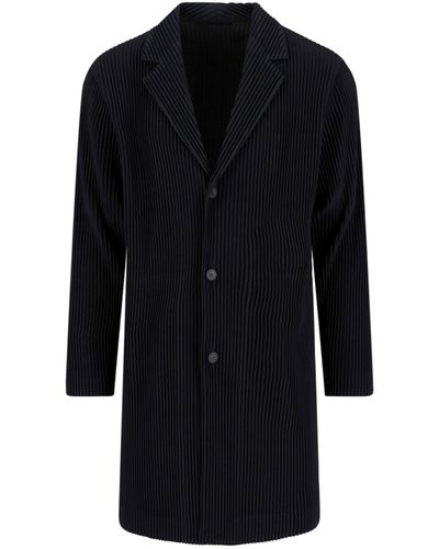 HOMME PLISSÉ Pleated Coat - Black