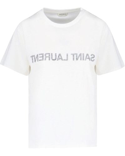 Saint Laurent Distressed Print T-shirt - White