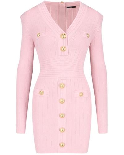 Balmain Knit Mini Dress - Pink